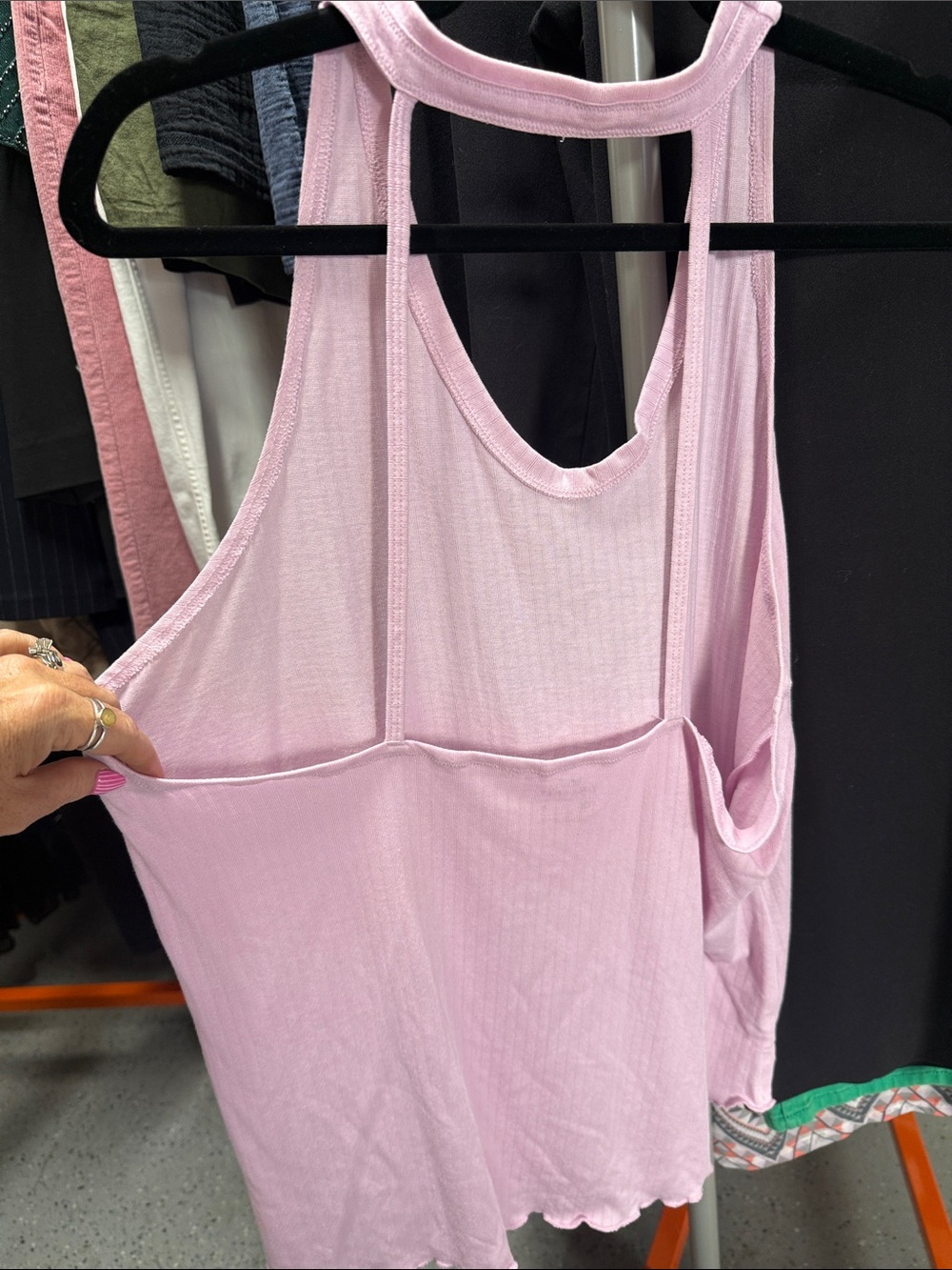Nike Dri Fit Light Pink Ribbed V-Neck Racerback Tank - Picture 2 of 2